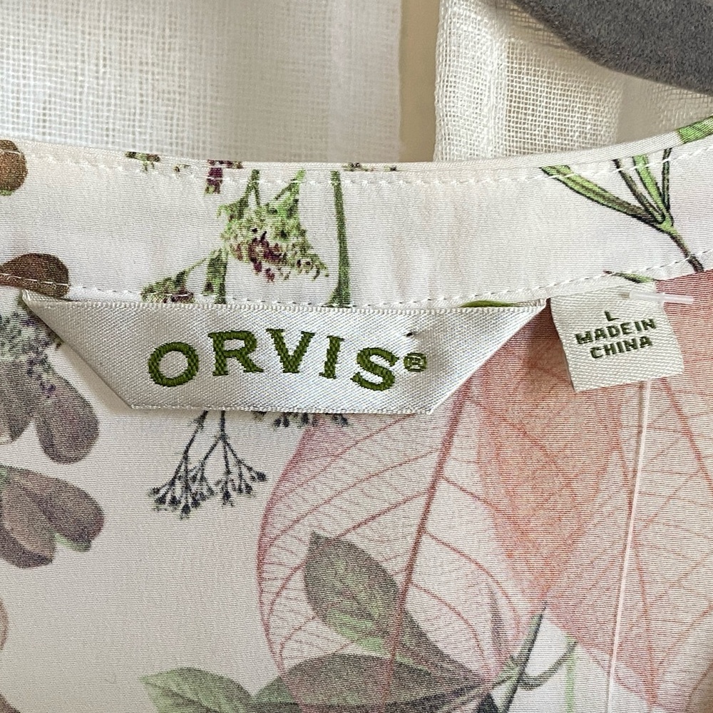 Orvis Women's 100% Silk Floral Button Up Blouse Size Large NEW - Picture 3 of 15